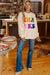 THANKS Apricot Chenille Embroidered Drop Shoulder Graphic Sweatshirt