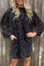 Gray mini leopard mini with puffy pockets and sleeves