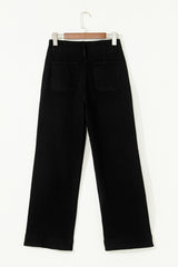 Jean large noir taille haute à 2 boutons