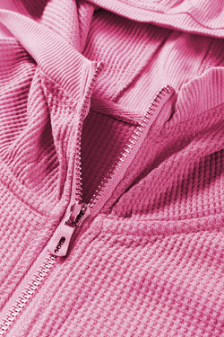 Chaqueta de capucha de cremallera completa en roce rosa en spray