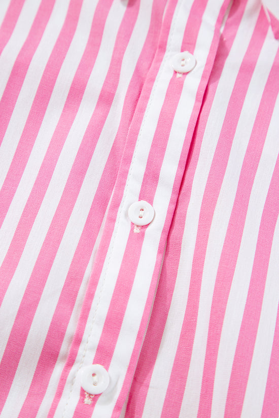 Oversize shirt with pink stripes *