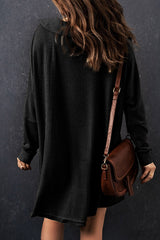 Long -sleeved buttoned button on black sprayed knitting