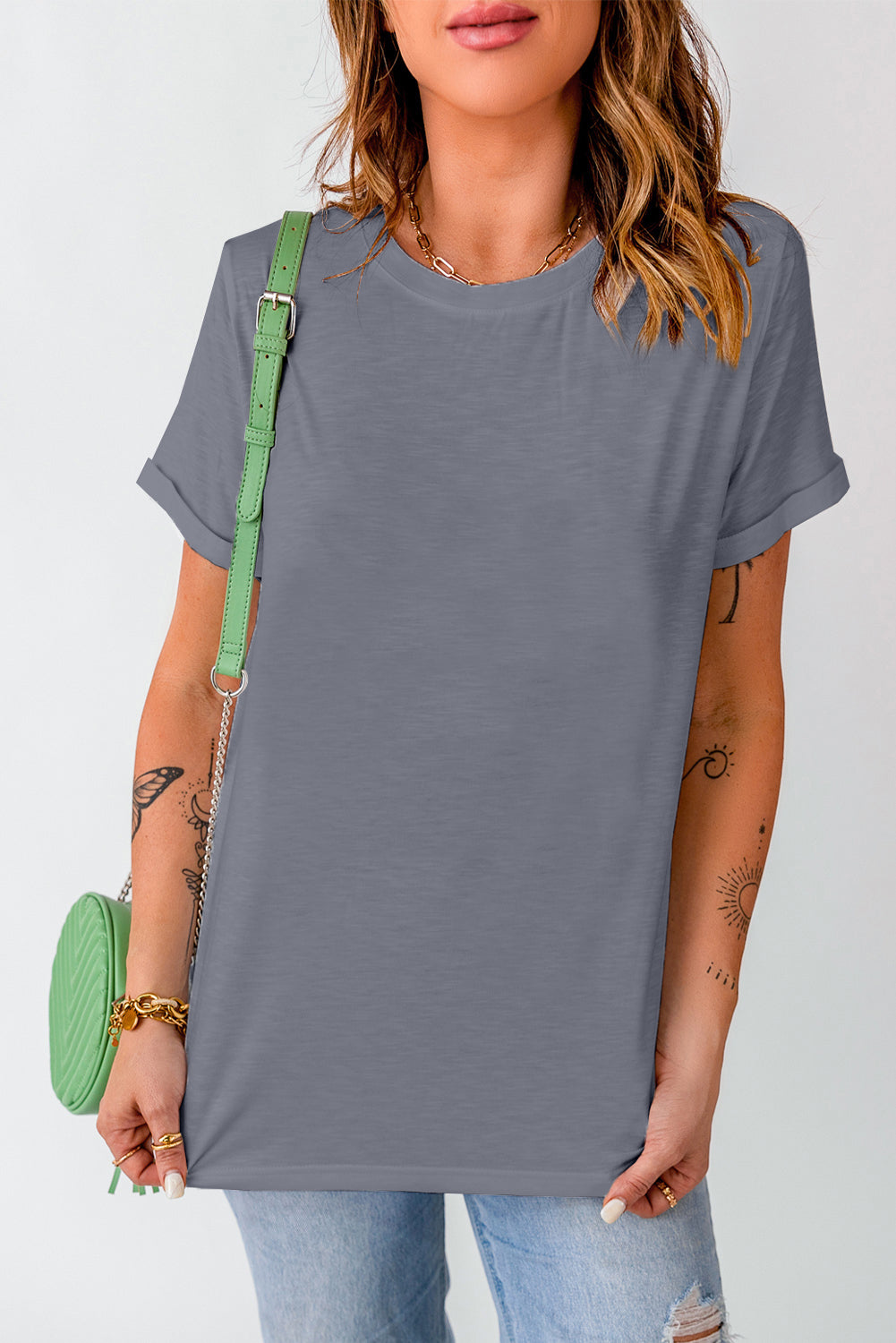 Camiseta de cuello redondo gris no cree
