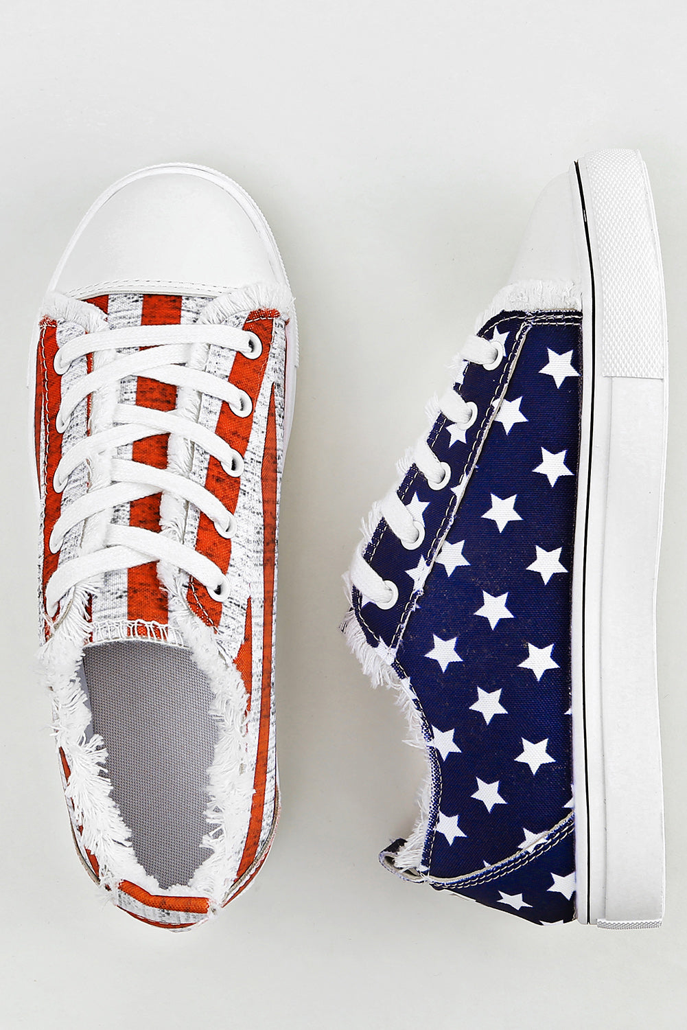 Zapatos planos de lienzo de Lace-Up Blue American Flag