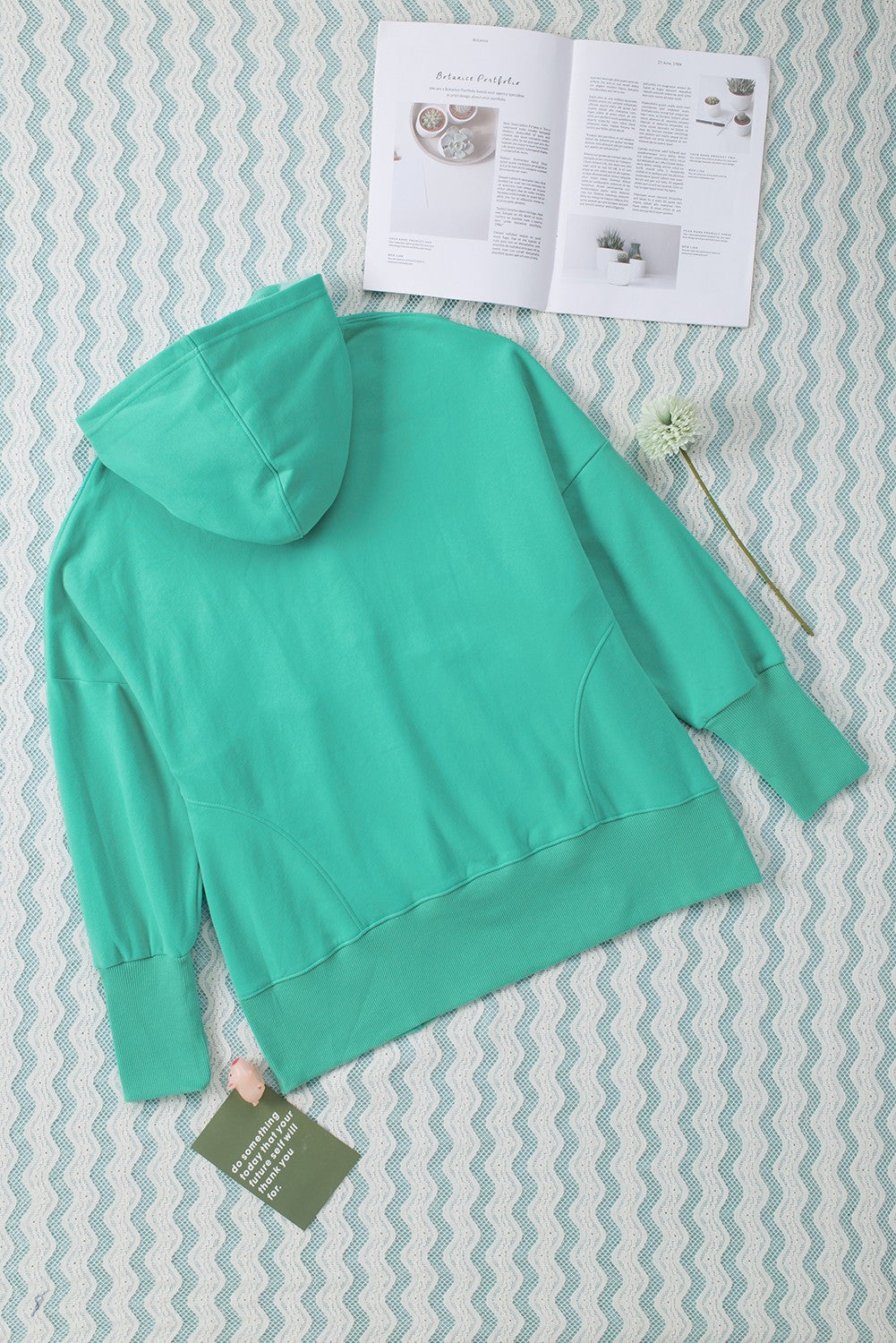 Sweat à capuche Henley Henley à poche à poche à pochette turquoise