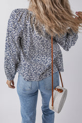 Chemisier bleu à imprimé floral et col en V cranté *-A WOMAN WE LOVE