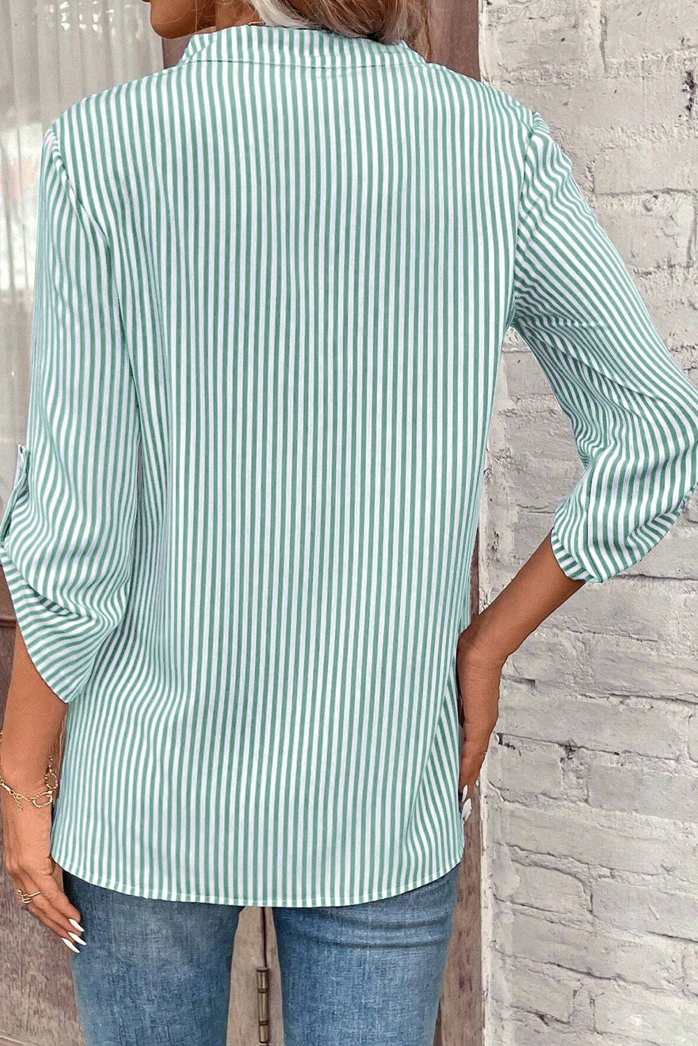 Chemise classique patchée à rayures vertes *-A WOMAN WE LOVE