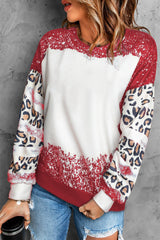 Sudadera de leopardo de tip-dye rojo brillante con hombros caídos