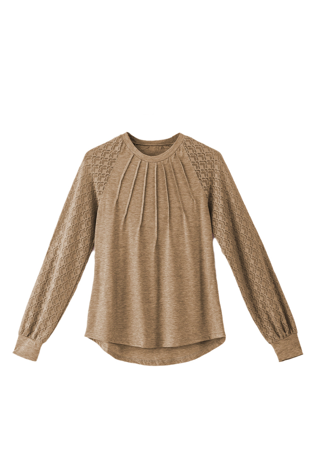 Light French Beige Contrast Contrasto in pizzo Raglan Servizio topio rotondo plicato