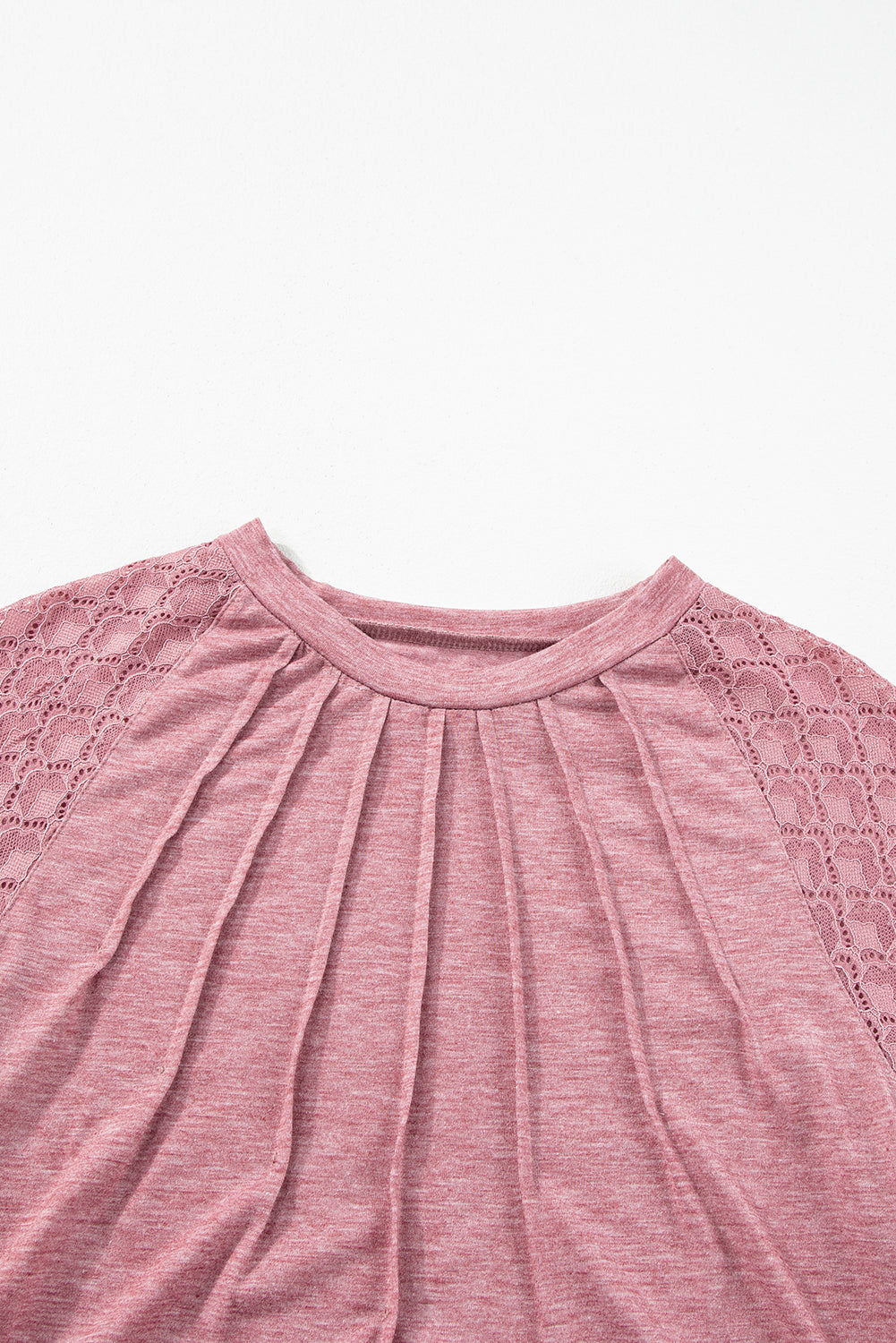 Rose Pink Kontrast Spitze Raglan Ärmel