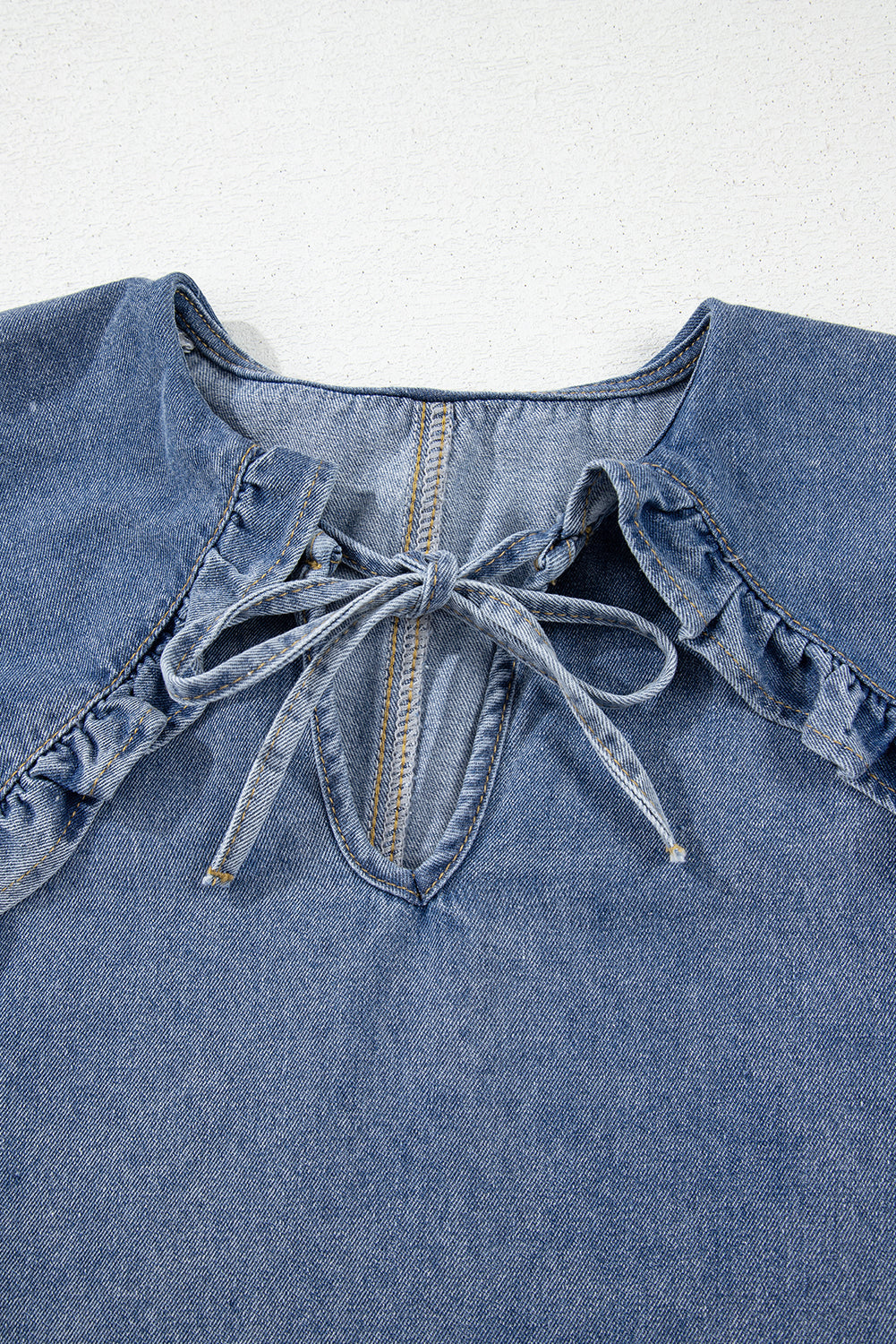 Mini-robe en jean bleu crépuscule avec poches latérales *