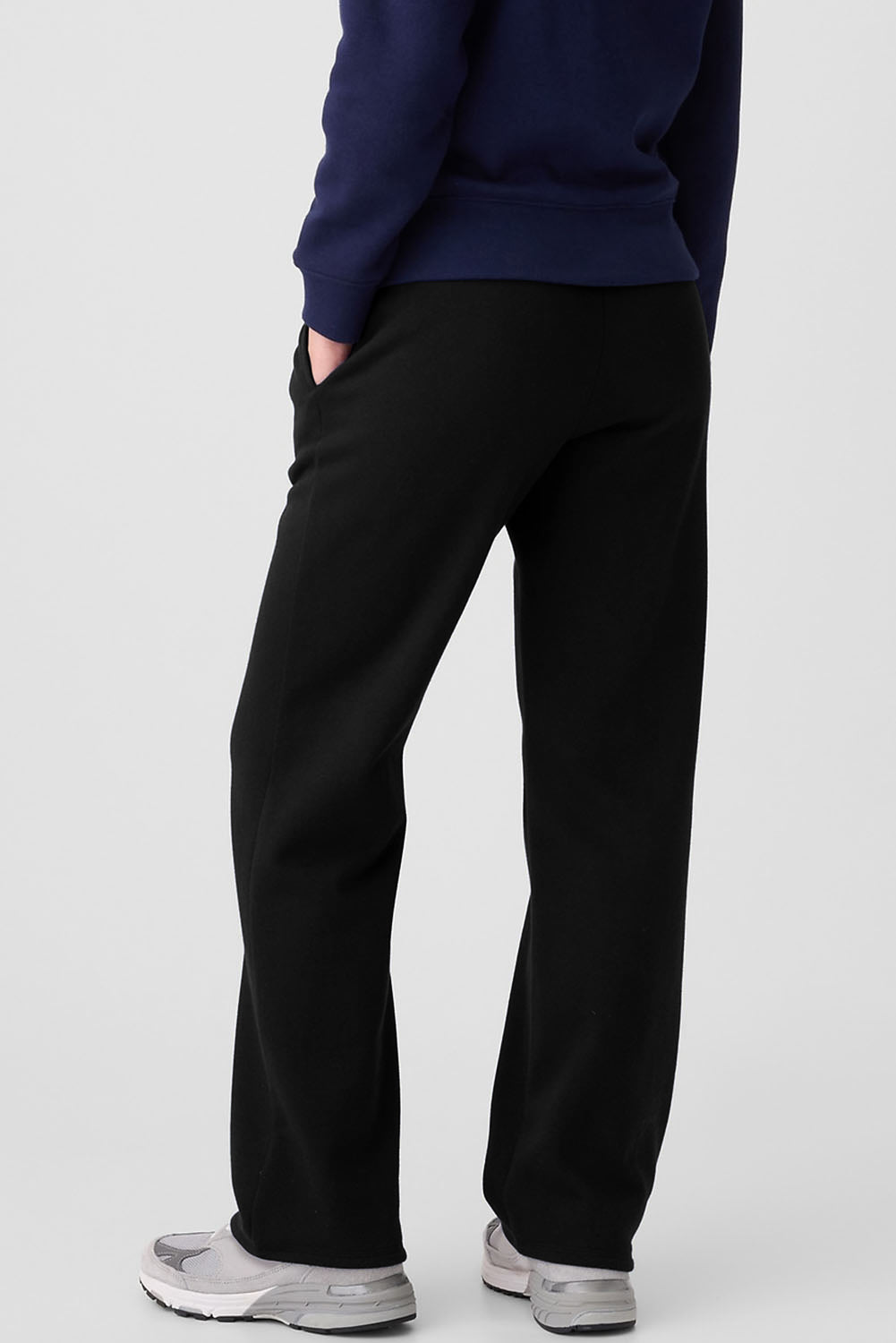 Couleur unie noir enlece à cordon bordure de traque pantalon occasionnel