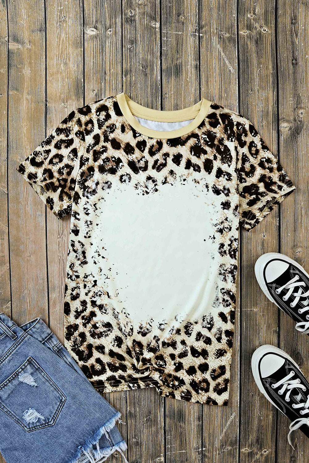 Leopard laundry round neck t-shirt