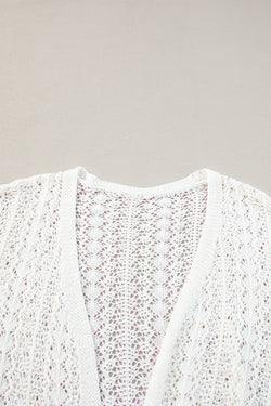 Elegante cárdigan blanco en Openwork Knit *