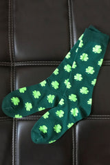 Chaussettes tube vert foncé à imprimé trèfle de St Patricks-A WOMAN WE LOVE