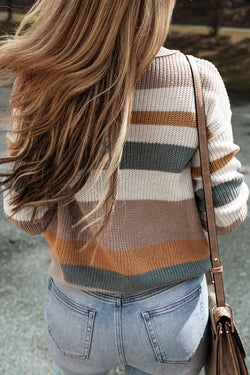 Classic sweater in color block with round neck