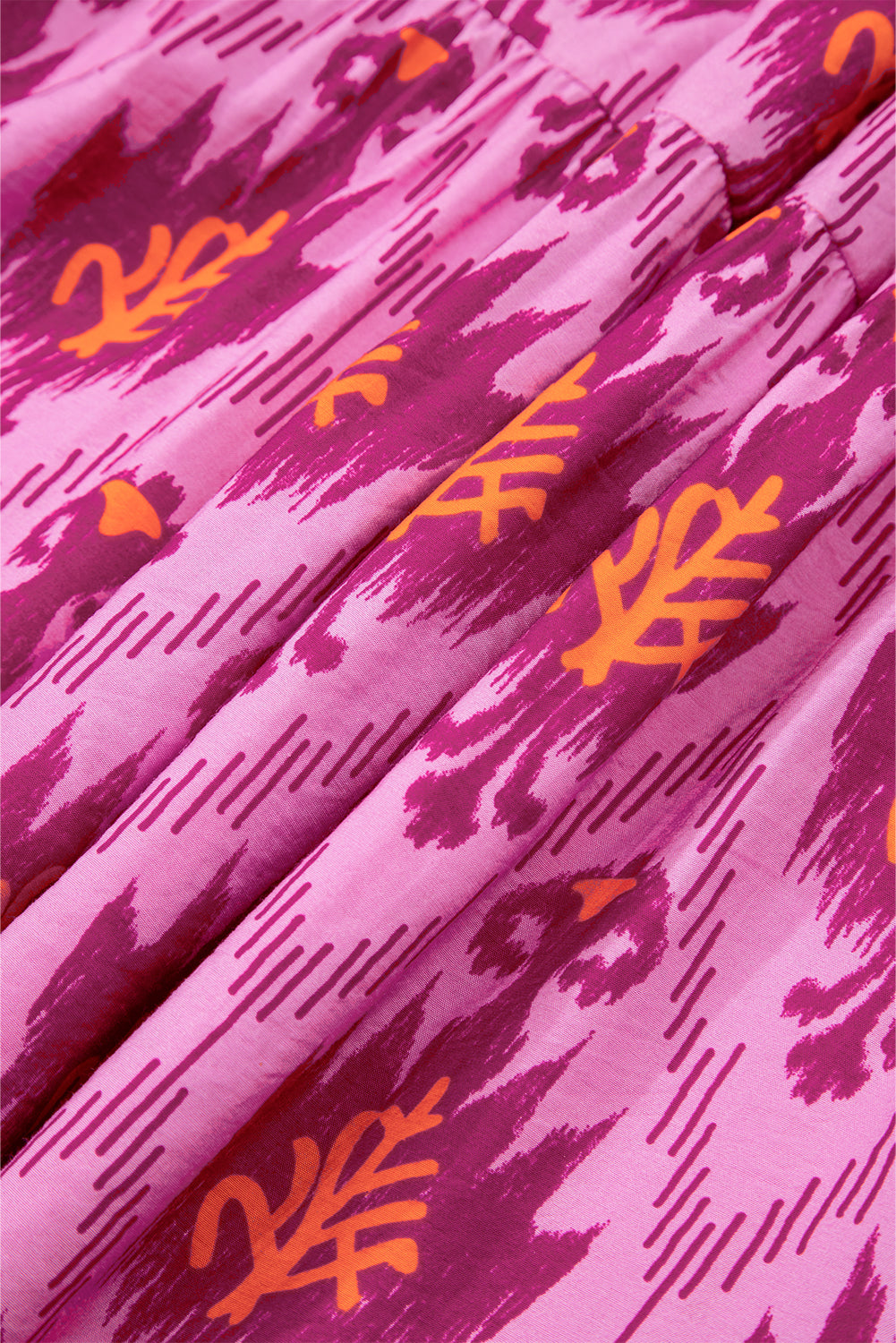 Robe longue à manches volantées et torsadées sur le devant à imprimé rétro Bonbon
