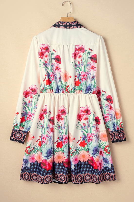 Mini-Robe Haute buttoned shirt with apricot floral print