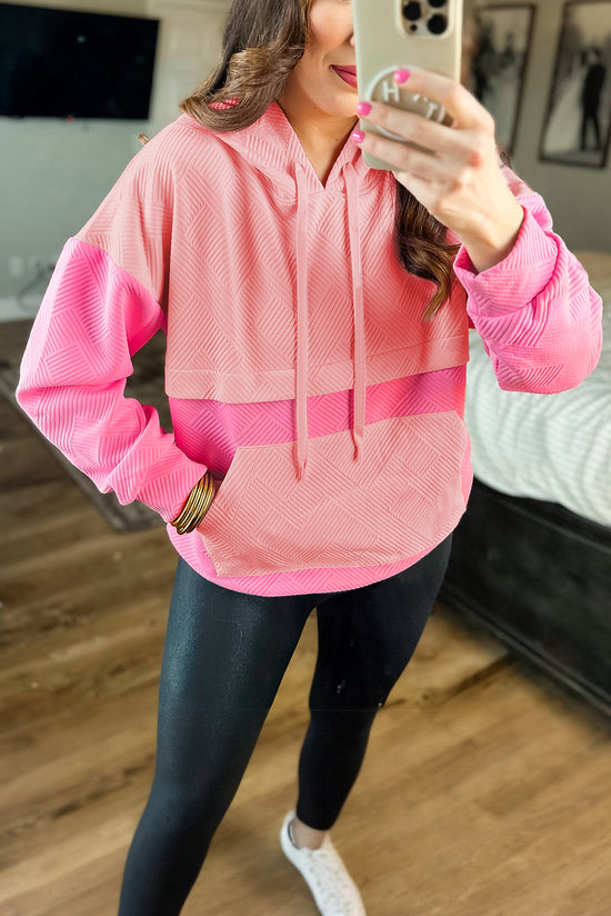 Pink textured hoodie *