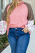 Pink Plaid Paisley Patchwork Raglan Sleeve Stitching Plus Size Top