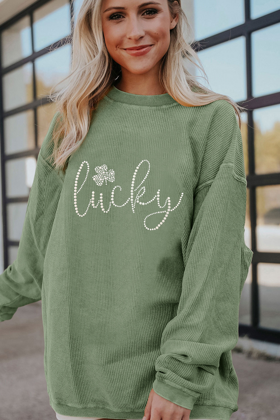 Sweat-shirt côtelé St Patrick avec motif trèfle *