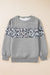 Gray sweatshirt with neck and patchwork quota leopard