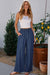 High-waisted wide-leg jeans with ruffles and side pockets in sail blue