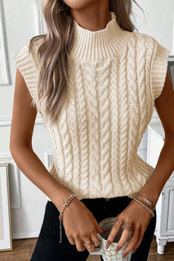 High collar sweater in twisted oats *