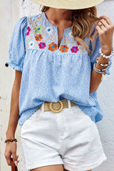 Blouse bleu cranté-A WOMAN WE LOVE