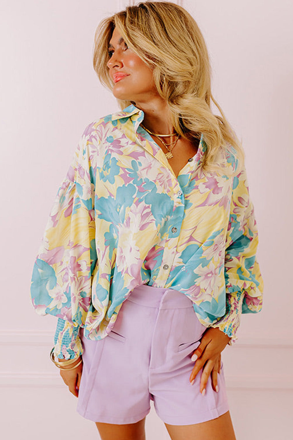 Chemise oversize jaune à imprimé floral *-A WOMAN WE LOVE