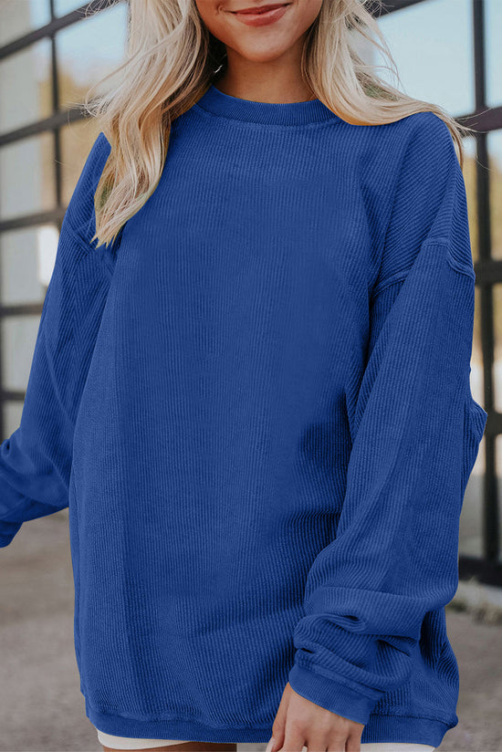 Sweat oversize en velours côtelé bleu foncé