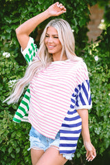 T-shirt Patchwork Color Block Multicolore