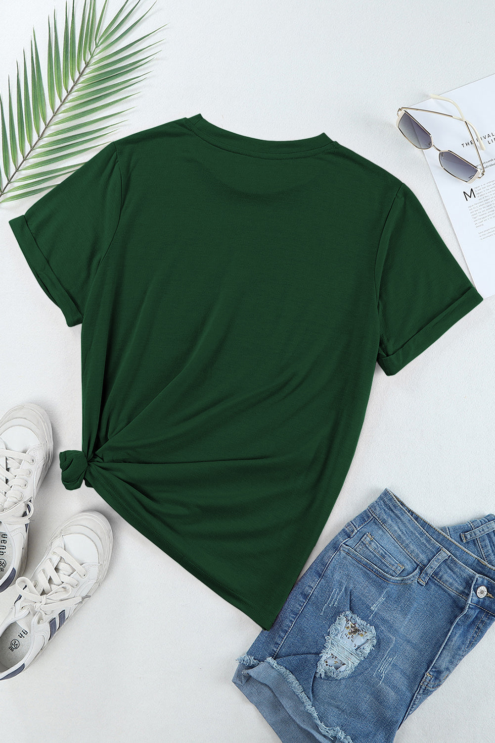 T-shirt à l'équipage à l'équipage vert décontracté vert