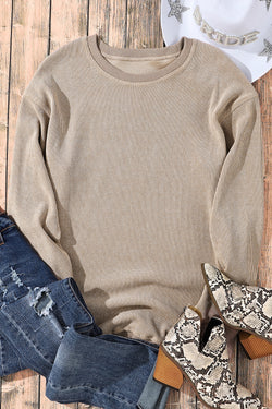 Khaki sweatshirt with united knitted knitted neck