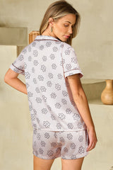 Ensemble pyjama short beige imprimé fleuri-A WOMAN WE LOVE