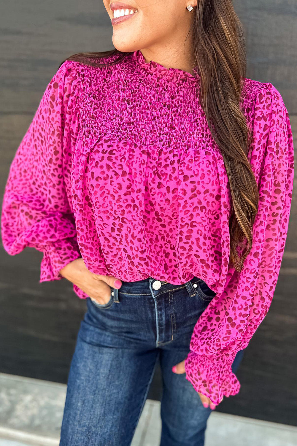 Blouse fluide froncée à  rose-A WOMAN WE LOVE