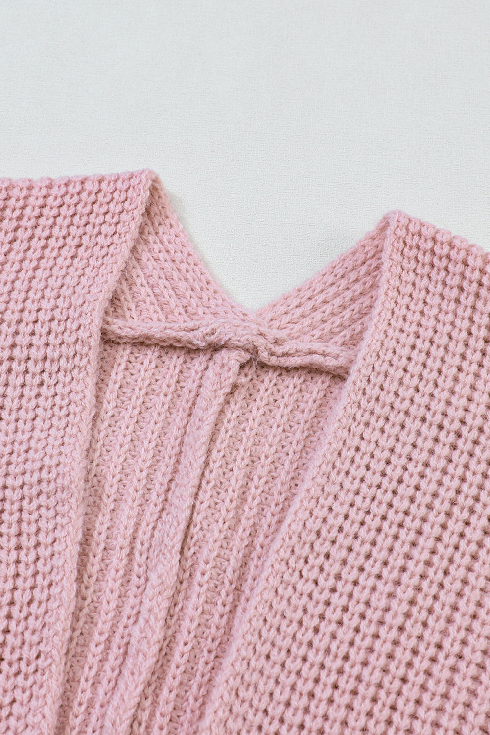 Pink Open Front Oversized Cardigan with Folded Sleeves