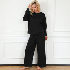 Black Textured Ultra Loose 2 Piece Outfit