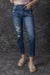 Skinny jeans high blue size aged effect with buttoned fly