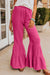 Rose -ruffled and bell high -wave pants