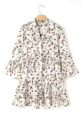 Robe kaki à imprimé léopard boutonnée sur le devant *