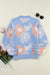 Pull tricoté à épaules tombantes et col rond à fleurs Beau Blue