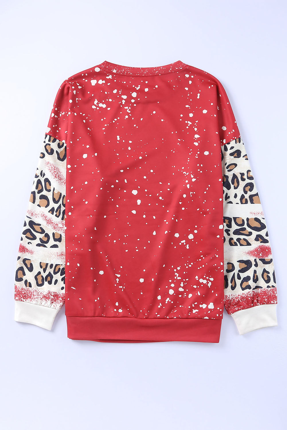 Sudadera de leopardo de tip-dye rojo brillante con hombros caídos