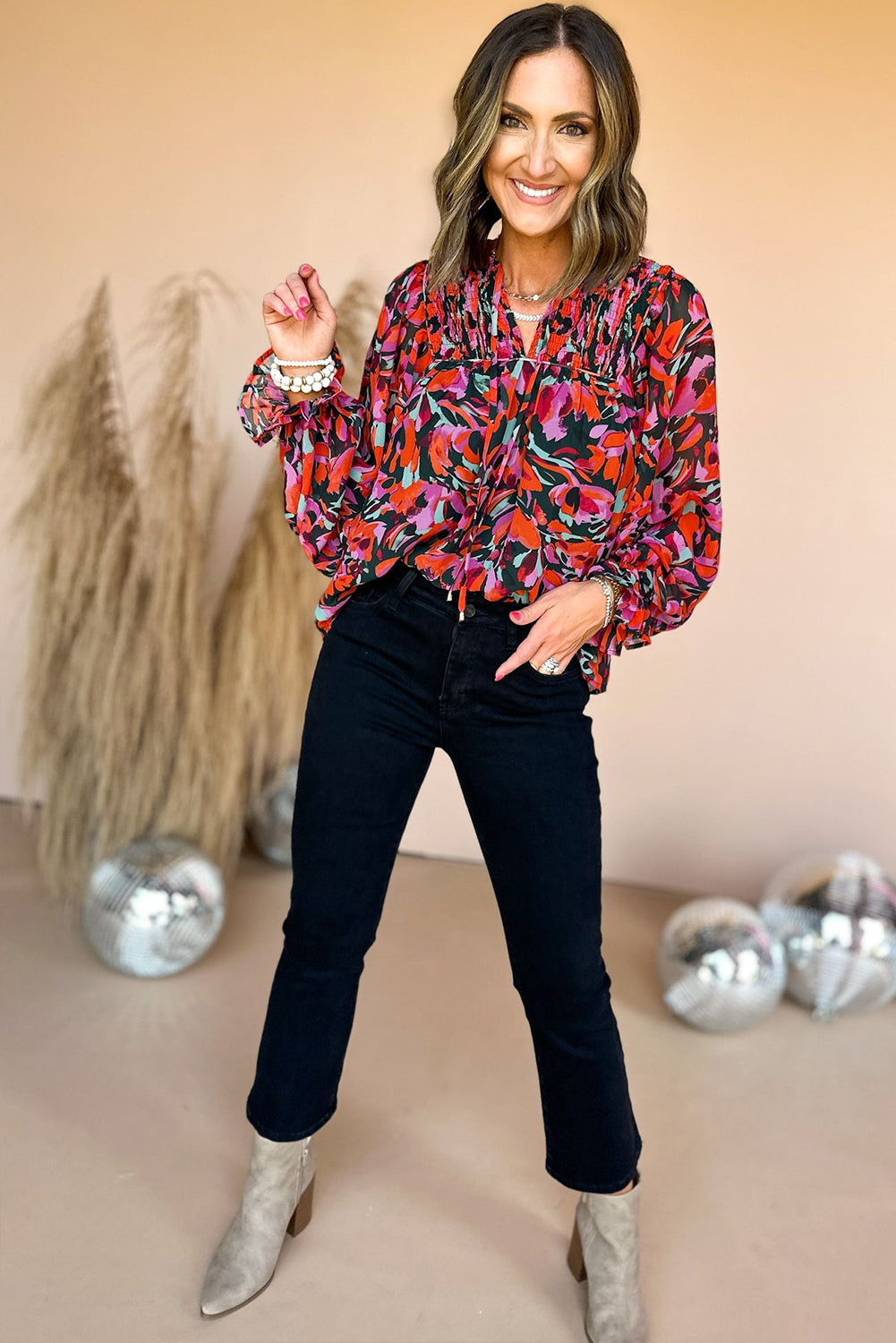 Chemisier rouge à manches bouffantes *-A WOMAN WE LOVE