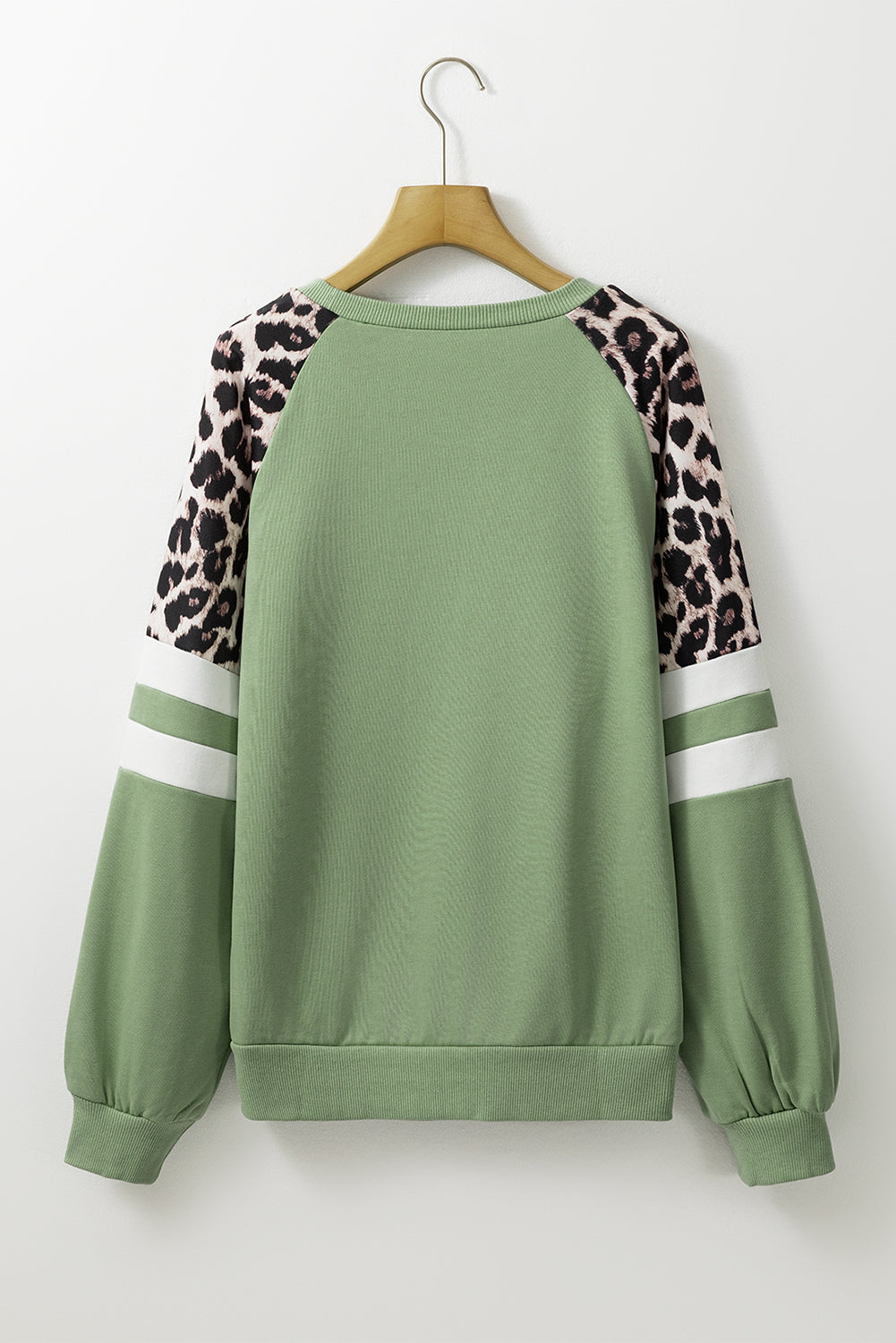 Sweat-shirt color block à manches raglan et imprimé léopard vert herbe