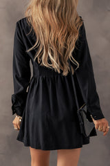 Mini-Robe long-waisted long-waisted sleeve shirt black elastic