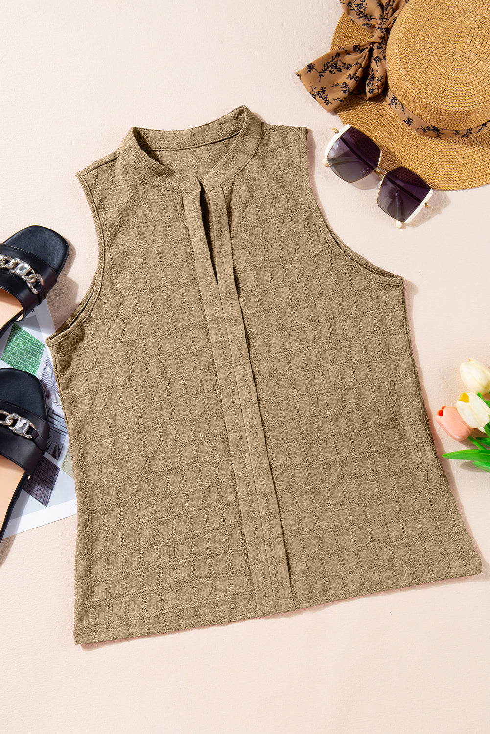 Débardeur à col fendu texturé *-A WOMAN WE LOVE