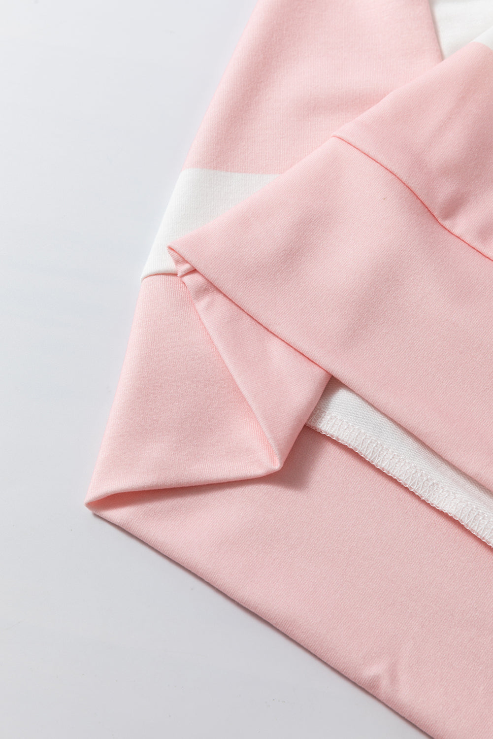 Light Pink Color Block Striped Drop Shoulder Long Sleeve Top