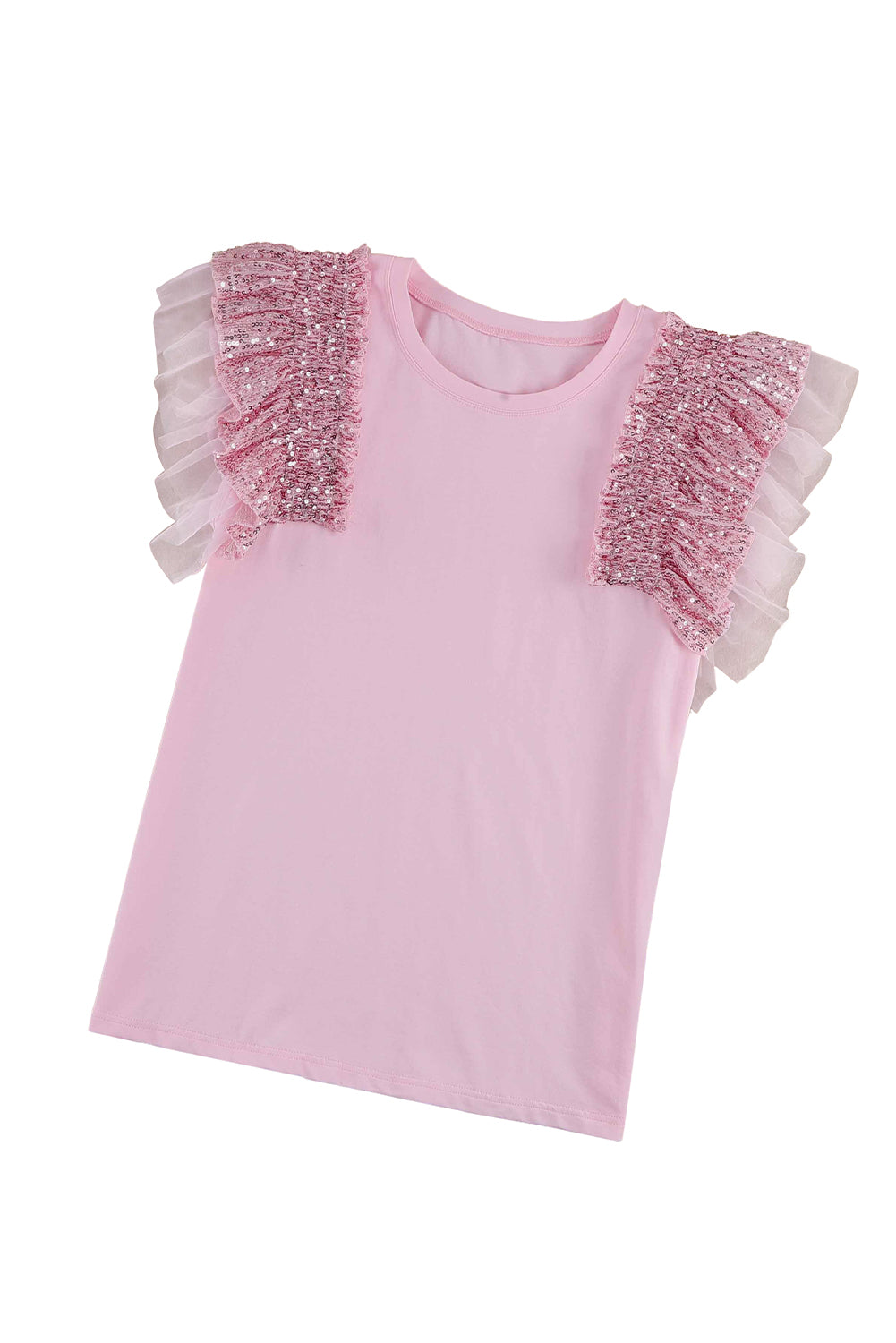 Maniche a maglie a sequestro con paillettes rosa