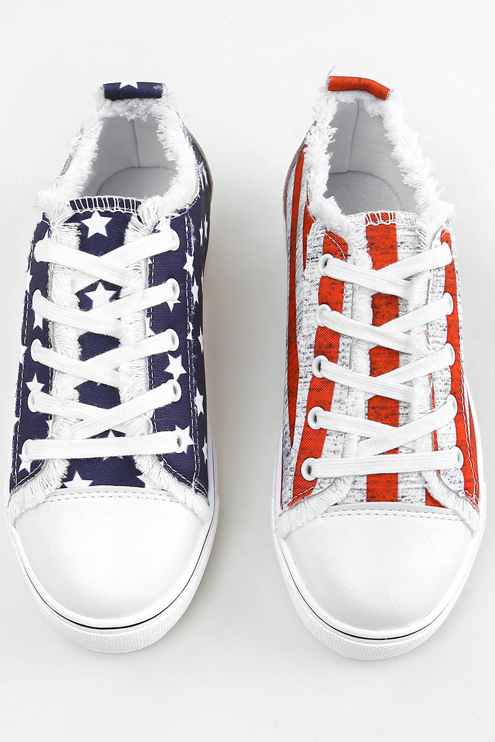 Zapatos planos de lienzo de Lace-Up Blue American Flag